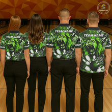 Load image into Gallery viewer, Green Camo Lion roar Bowling Polo, Quarter Zip Shirts for Men Custom Lion Bowling Team jerseys NQS11524
