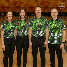 Load image into Gallery viewer, Green Camo Lion roar Bowling Polo, Quarter Zip Shirts for Men Custom Lion Bowling Team jerseys NQS11524