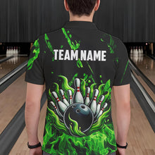 Load image into Gallery viewer, Green Flame Bowling Polo, 1/4 Zip jerseys for Men Custom St Patrick Bowling Team jerseys for bowlers NQS9600