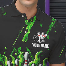 Load image into Gallery viewer, Green Flame Bowling Polo, 1/4 Zip jerseys for Men Custom St Patrick Bowling Team jerseys for bowlers NQS9600