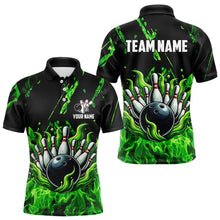 Load image into Gallery viewer, Green Flame Bowling Polo, 1/4 Zip jerseys for Men Custom St Patrick Bowling Team jerseys for bowlers NQS9600