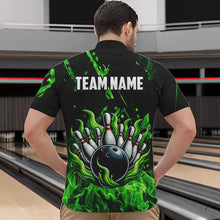 Load image into Gallery viewer, Green Flame Bowling Polo, 1/4 Zip jerseys for Men Custom St Patrick Bowling Team jerseys for bowlers NQS9600