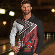 Load image into Gallery viewer, Funny Bowling ball and Pins Mens bowling shirt Custom Camo Bowling Team Jersey, gift for Bowler | Red NQS9604