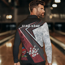 Load image into Gallery viewer, Funny Bowling ball and Pins Mens bowling shirt Custom Camo Bowling Team Jersey, gift for Bowler | Red NQS9604