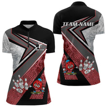 Load image into Gallery viewer, Funny Bowling ball and Pins Women bowling shirt Custom Camo Bowling Team Jersey, gift for Bowler | Red NQS9604