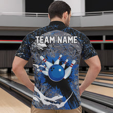 Load image into Gallery viewer, Personalized Black And Blue Camo Bowling Jerseys For Men Custom Bowling Team Polo, Quarter-Zip Shirts NQS9746