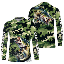 Load image into Gallery viewer, Black Green camo Bass fishing Custom Long Sleeve Tournament Fishing Shirts, Performance Bass Jerseys NQS7530