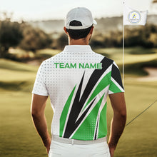 Load image into Gallery viewer, Black, White and Green Golf polo shirts For Mens custom mens golf top, unique golf gifts NQS10010