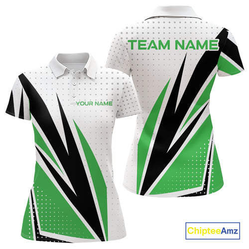 Black, White and Green Golf polo shirts For Women custom ladies golf top, unique golf gift NQS10010