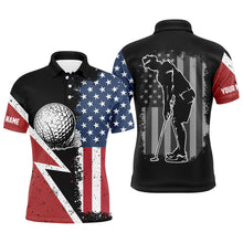 Load image into Gallery viewer, Vintage American Flag Mens golf polo shirts custom patriotic team golf shirts, best mens golf wears NQS7901