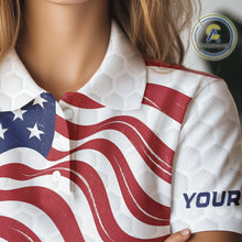 Load image into Gallery viewer, Red, White and Blue American Flag Women golf polo shirts custom women&#39;s patriotic golf apparel NQS10169