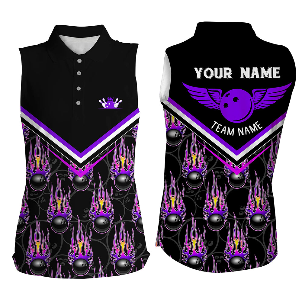 Custom sleeveless bowling shirt for women – personalized team jersey front view
