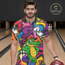Load image into Gallery viewer, Funny Colorful Graffiti Pattern Alligator Bowling shirts for Men Custom Team bowling league jersey NQS10733