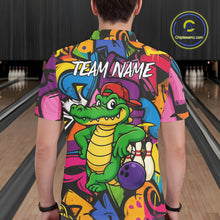 Load image into Gallery viewer, Funny Colorful Graffiti Pattern Alligator Bowling shirts for Men Custom Team bowling league jersey NQS10733