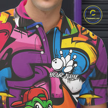 Load image into Gallery viewer, Funny Colorful Graffiti Pattern Alligator Bowling shirts for Men Custom Team bowling league jersey NQS10733
