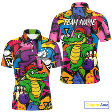 Load image into Gallery viewer, Funny Colorful Graffiti Pattern Alligator Bowling shirts for Men Custom Team bowling league jersey NQS10733