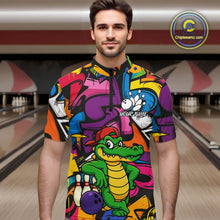 Load image into Gallery viewer, Funny Colorful Graffiti Pattern Alligator Bowling shirts for Men Custom Team bowling league jersey NQS10733