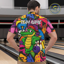 Load image into Gallery viewer, Funny Colorful Graffiti Pattern Alligator Bowling shirts for Men Custom Team bowling league jersey NQS10733