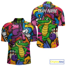 Load image into Gallery viewer, Funny Colorful Graffiti Pattern Alligator Bowling shirts for Men Custom Team bowling league jersey NQS10733