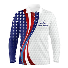 Load image into Gallery viewer, Red, White and Blue American Flag Mens golf polos shirts custom patriotic team mens golf tops NQS9259