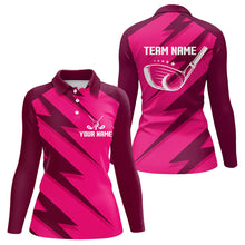Load image into Gallery viewer, Women golf polo shirts pink lightning custom name and team name golf shirt, golfing gifts NQS9428
