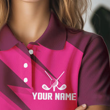Load image into Gallery viewer, Women golf polo shirts pink lightning custom name and team name golf shirt, golfing gifts NQS9428