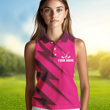 Load image into Gallery viewer, Women sleeveless polo shirt pink lightning custom name and team name golf shirt, golfing gifts NQS9428