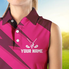 Load image into Gallery viewer, Women sleeveless polo shirt pink lightning custom name and team name golf shirt, golfing gifts NQS9428