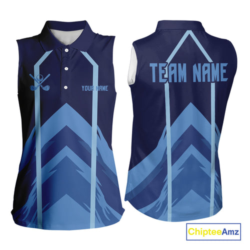 Sleeveless Golf polo shirts For Women custom team ladies golf top, unique golf gifts | Blue NQS10015