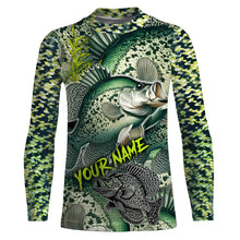 Load image into Gallery viewer, Personalized Crappie Fishing jerseys, Crappie green scales long sleeve fishing shirts uv protection NQS3654