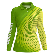 Load image into Gallery viewer, Womens golf polo shirts custom green pattern sport female golf attire, personalized golf gifts NQS8120