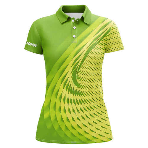 Womens golf polo shirts custom green pattern sport female golf attire, personalized golf gifts NQS8120