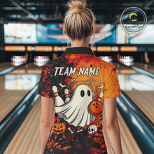 Load image into Gallery viewer, Custom Orange Boo Bowling Women Polo, Quarter Zip Shirts Bowling League Team Jersey Halloween Outfits NQS10523