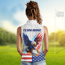 Load image into Gallery viewer, Grunge American Flag Eagle Women Sleeveless polo shirt Custom patriotic Team Golf Attire NQS11328