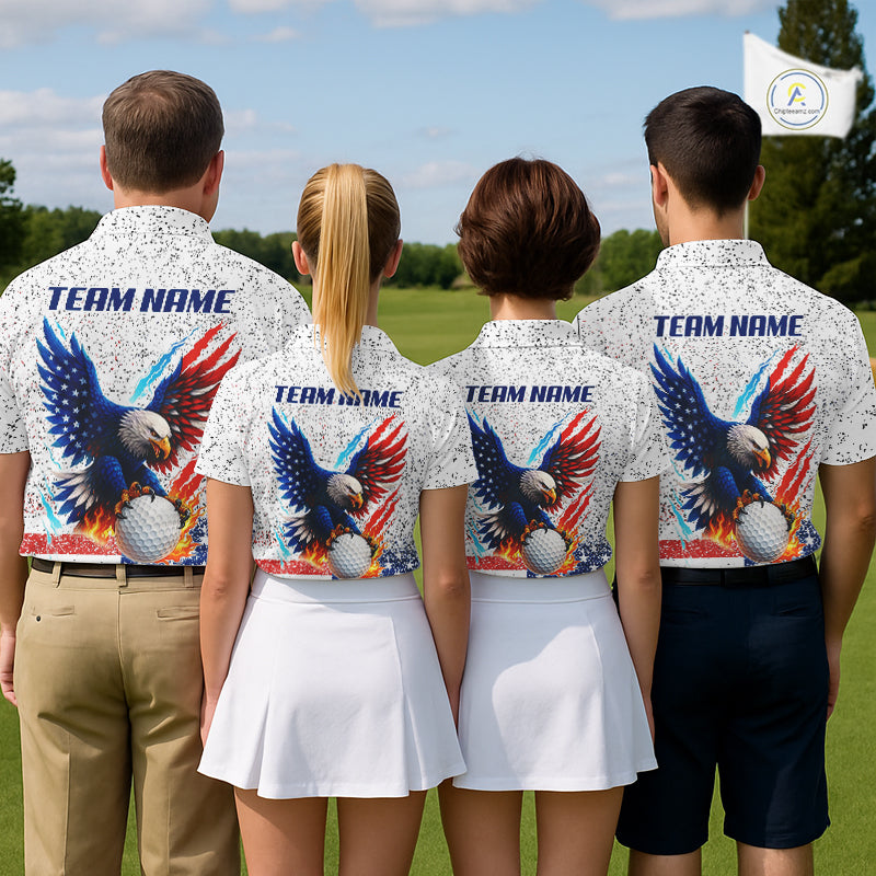 Grunge American Flag Eagle Golf Polo Shirt For Women Custom patriotic Team Golf Attire NQS11328