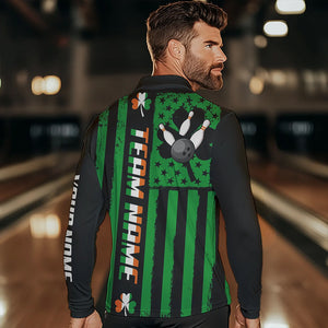 Black and Green American flag Irish Men bowling shirts Custom St Patrick Day Bowling Team Jersey NQS9612