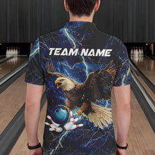 Load image into Gallery viewer, Custom Eagle Bowling Shirts For men Blue Lightning Thunder storm, Bowling Team Jerseys NQS9766