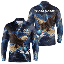 Load image into Gallery viewer, Custom Eagle Bowling Shirts For men Blue Lightning Thunder storm, Bowling Team Jerseys NQS9766