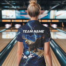 Load image into Gallery viewer, Custom Eagle Bowling Shirts For Women Blue Lightning Thunder storm, Bowling Team Jerseys NQS9766