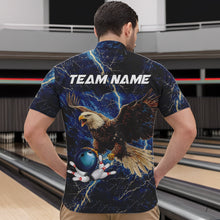 Load image into Gallery viewer, Custom Eagle Bowling Shirts For men Blue Lightning Thunder storm, Bowling Team Jerseys NQS9766