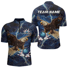 Load image into Gallery viewer, Custom Eagle Bowling Shirts For men Blue Lightning Thunder storm, Bowling Team Jerseys NQS9766