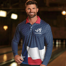 Load image into Gallery viewer, Men&#39;s bowling Polo, Quarter Zip shirts Custom name Texas flag vintage Bowling Team Bowlers Jerseys NQS9768