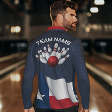 Load image into Gallery viewer, Men&#39;s bowling Polo, Quarter Zip shirts Custom name Texas flag vintage Bowling Team Bowlers Jerseys NQS9768