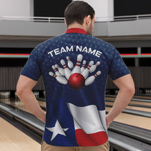 Load image into Gallery viewer, Men&#39;s bowling Polo, Quarter Zip shirts Custom name Texas flag vintage Bowling Team Bowlers Jerseys NQS9768