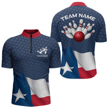 Load image into Gallery viewer, Men&#39;s bowling Polo, Quarter Zip shirts Custom name Texas flag vintage Bowling Team Bowlers Jerseys NQS9768