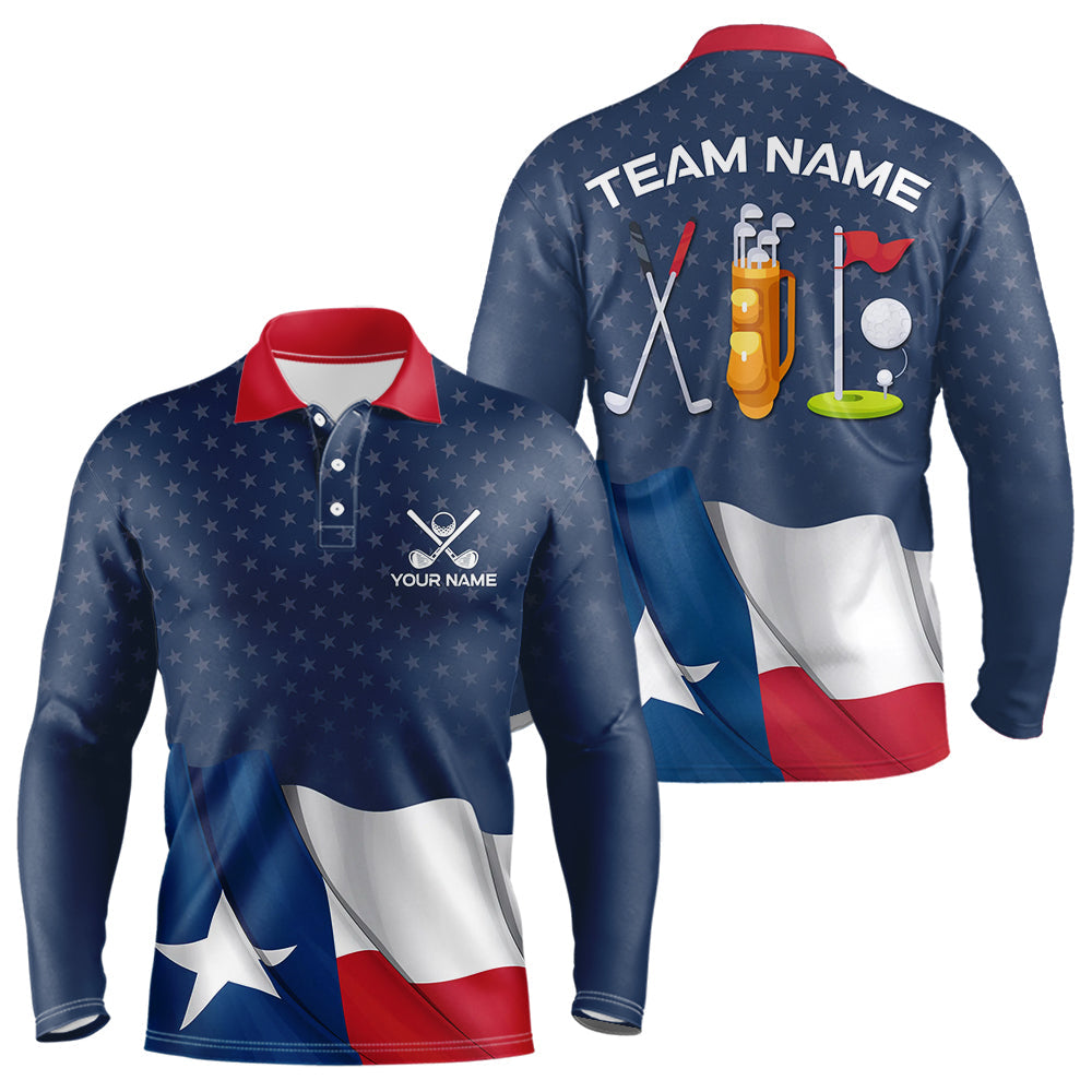 Texas Flag Golf Polo Shirts For Men Custom Team Name golf tops for mens, patriotic golf gifts NQS9769
