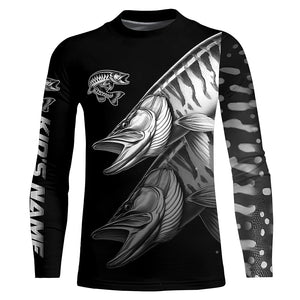 Black Musky performance Fishing Shirts Custom Muskie Fishing Long Sleeve Tournament Fishing Shirts NQS7679