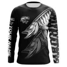 Load image into Gallery viewer, Black Musky performance Fishing Shirts Custom Muskie Fishing Long Sleeve Tournament Fishing Shirts NQS7679