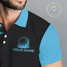 Load image into Gallery viewer, Black and Blue Golf polo shirts For Men Custom name mens golf outfits, gifts for golf lovers NQS10019