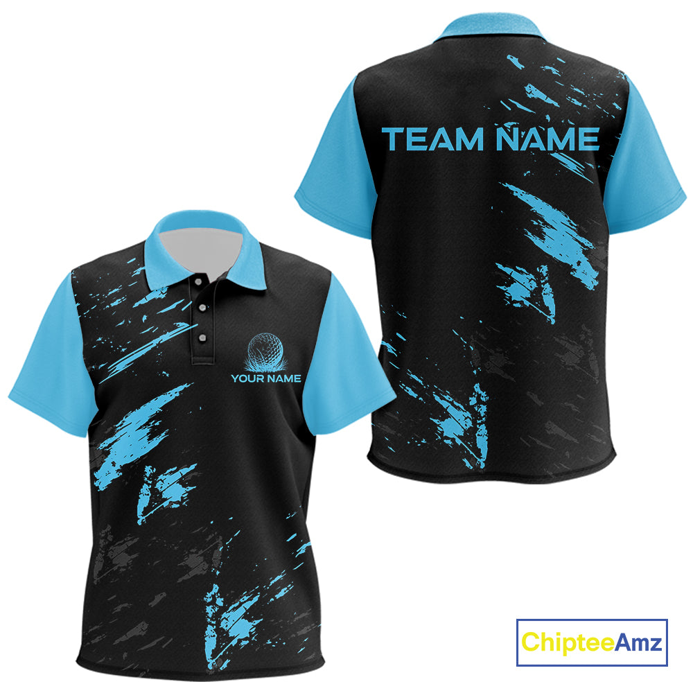 Black and Blue Golf polo shirts For Kid Custom name Kid golf outfits, gifts for golf lovers NQS10019